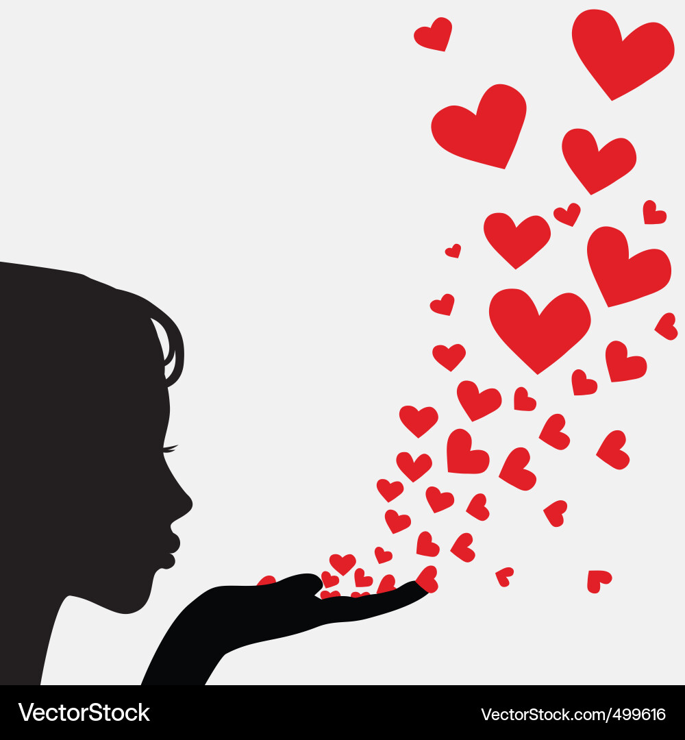 Woman Blowing Heart Silhouette Vector Image