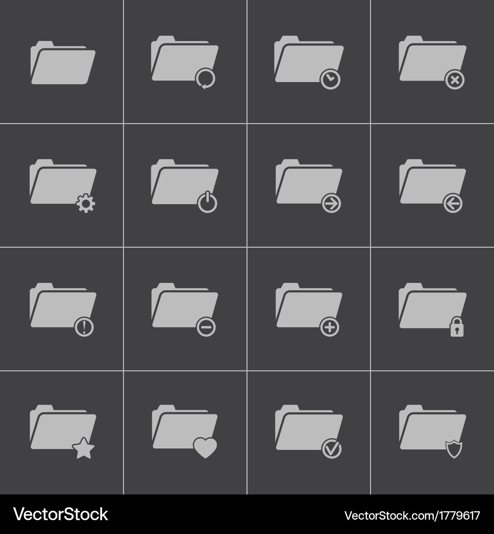 Black folder icons set Royalty Free Vector Image