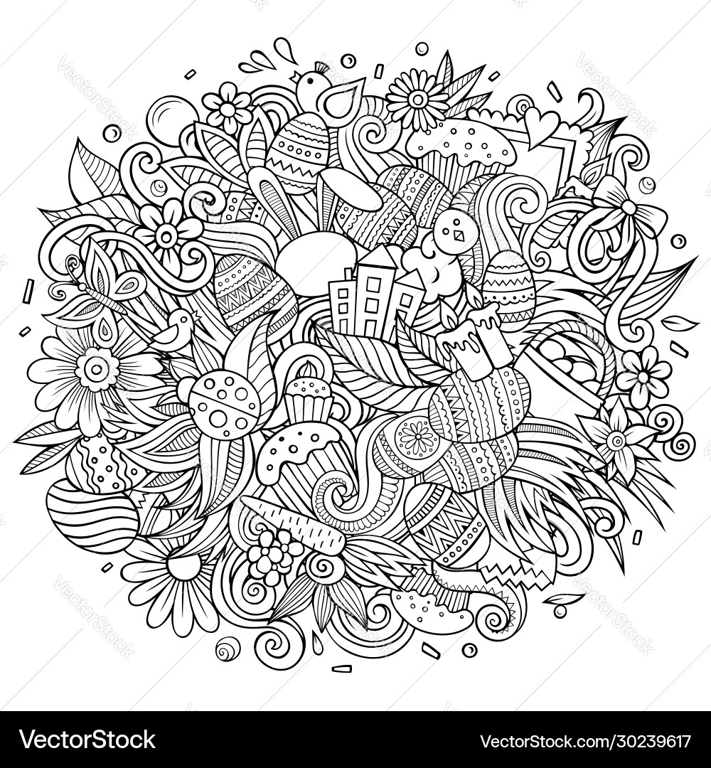Cheerful Easter Doodles Vector Image