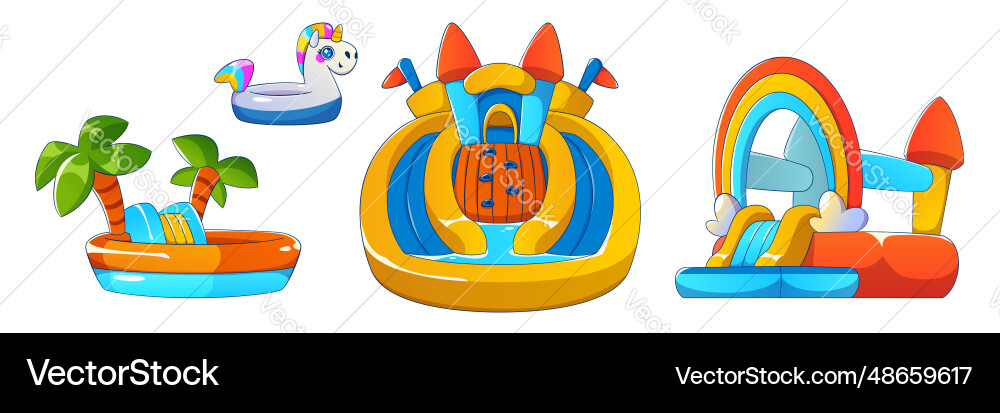 Colorful bouncy slides set Colorful bouncy slides set vector image