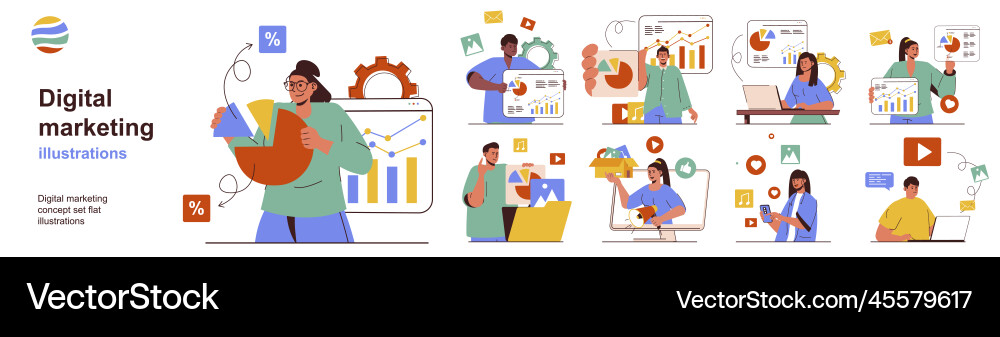 Digital Marketing Character Concepts Vector Image