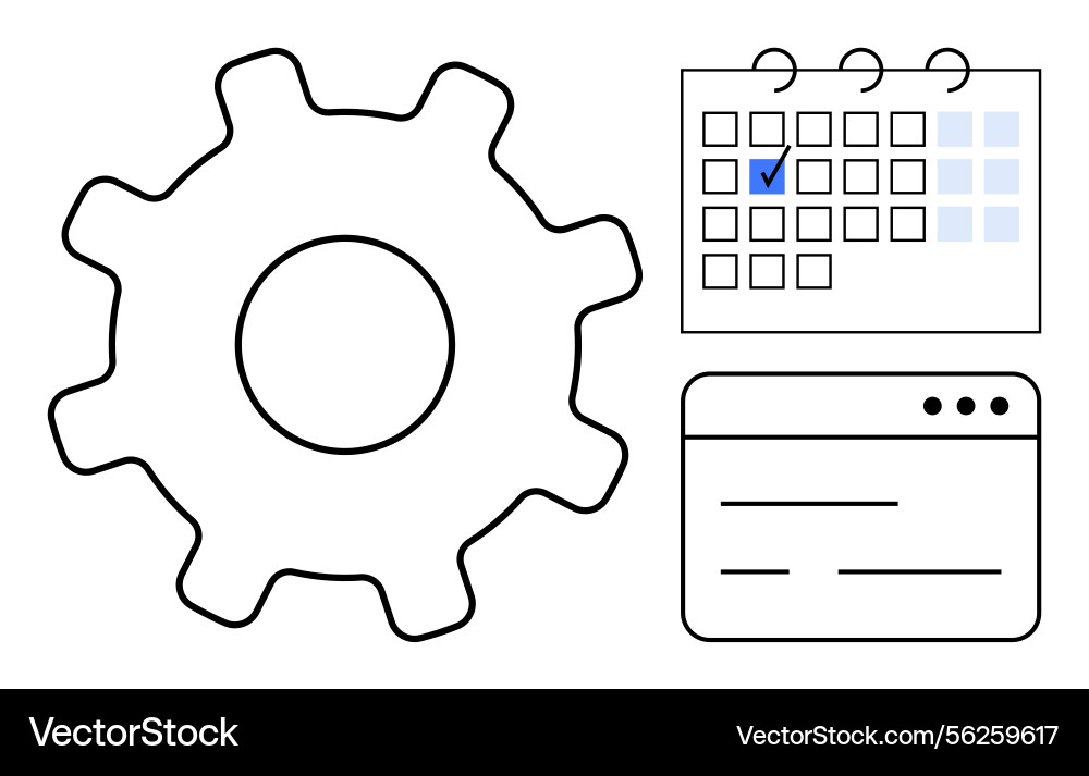 Gear calendar with marked date and browser Gear calendar with marked date and browser vector image