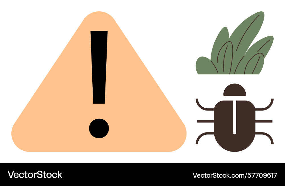 Hazard warning with exclamation mark and bug vector image