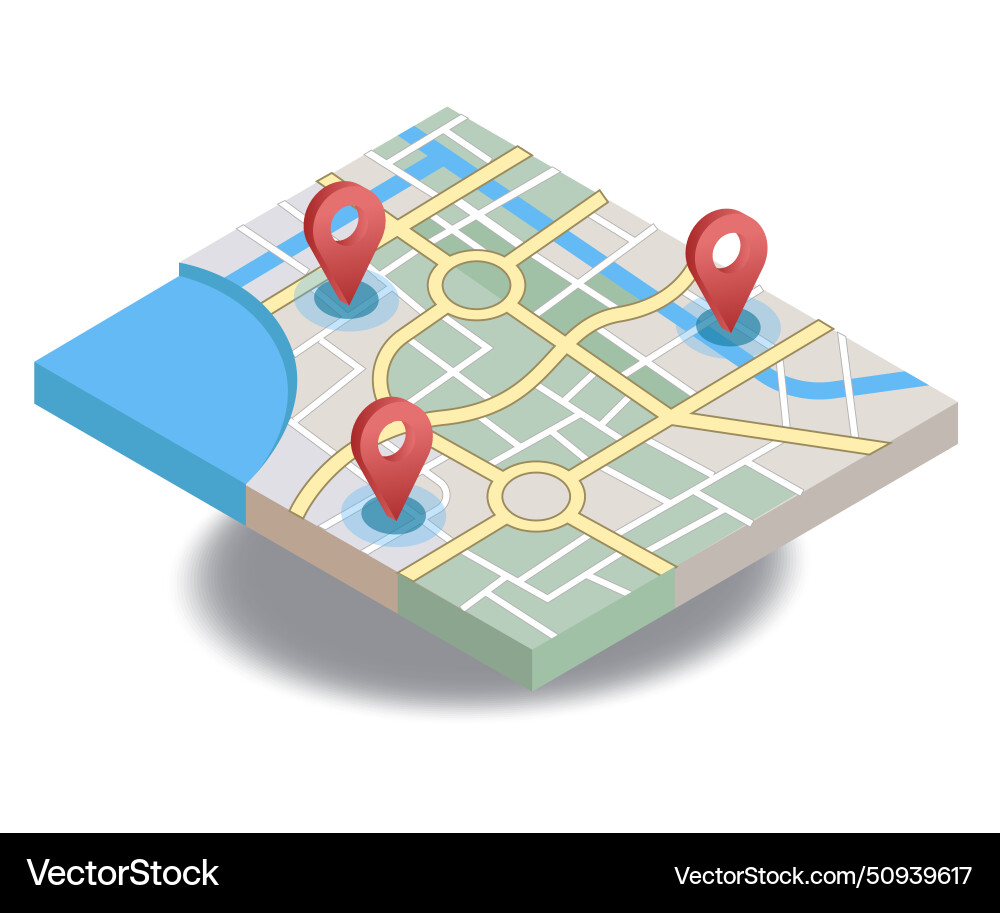 Map application looking for location flat Map application looking for location flat vector image