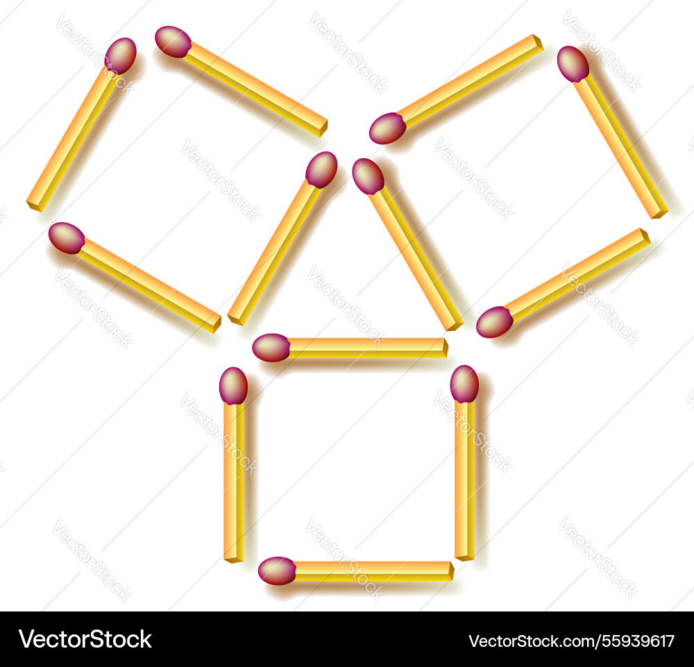 Move four matchsticks to make ten squares logic Move four matchsticks to make ten squares logic vector image