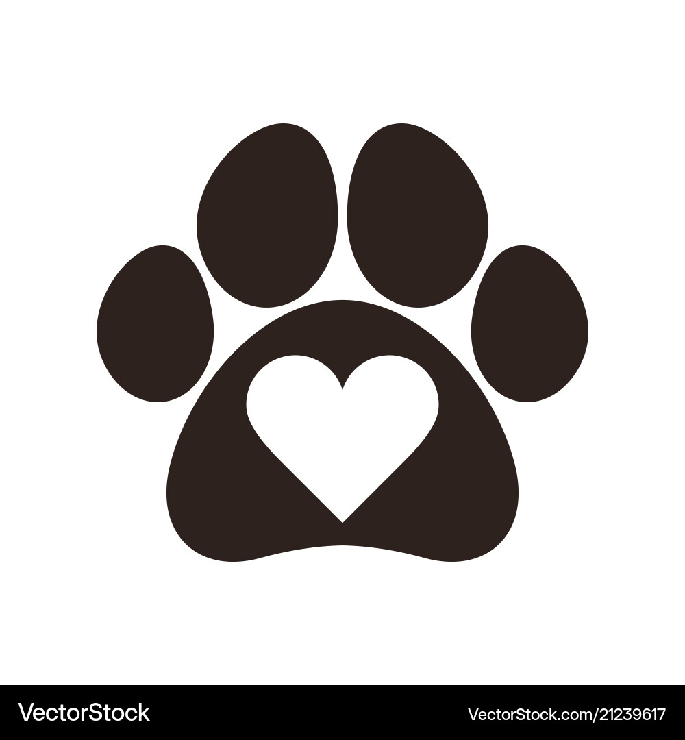 Paw print with heart Royalty Free Vector Image