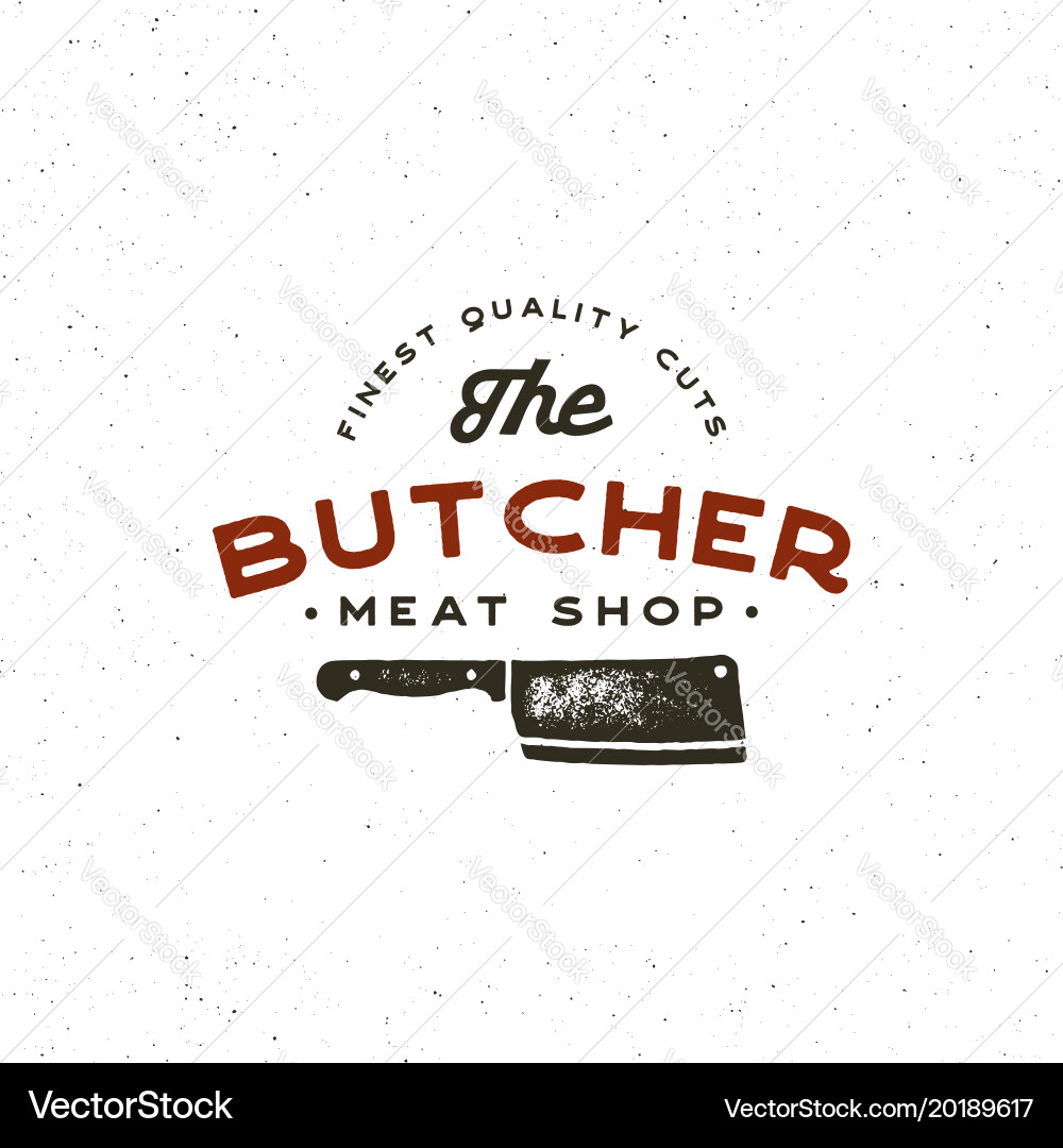 Retro Meat Shop Logo - Butcher Emblem Vector Image