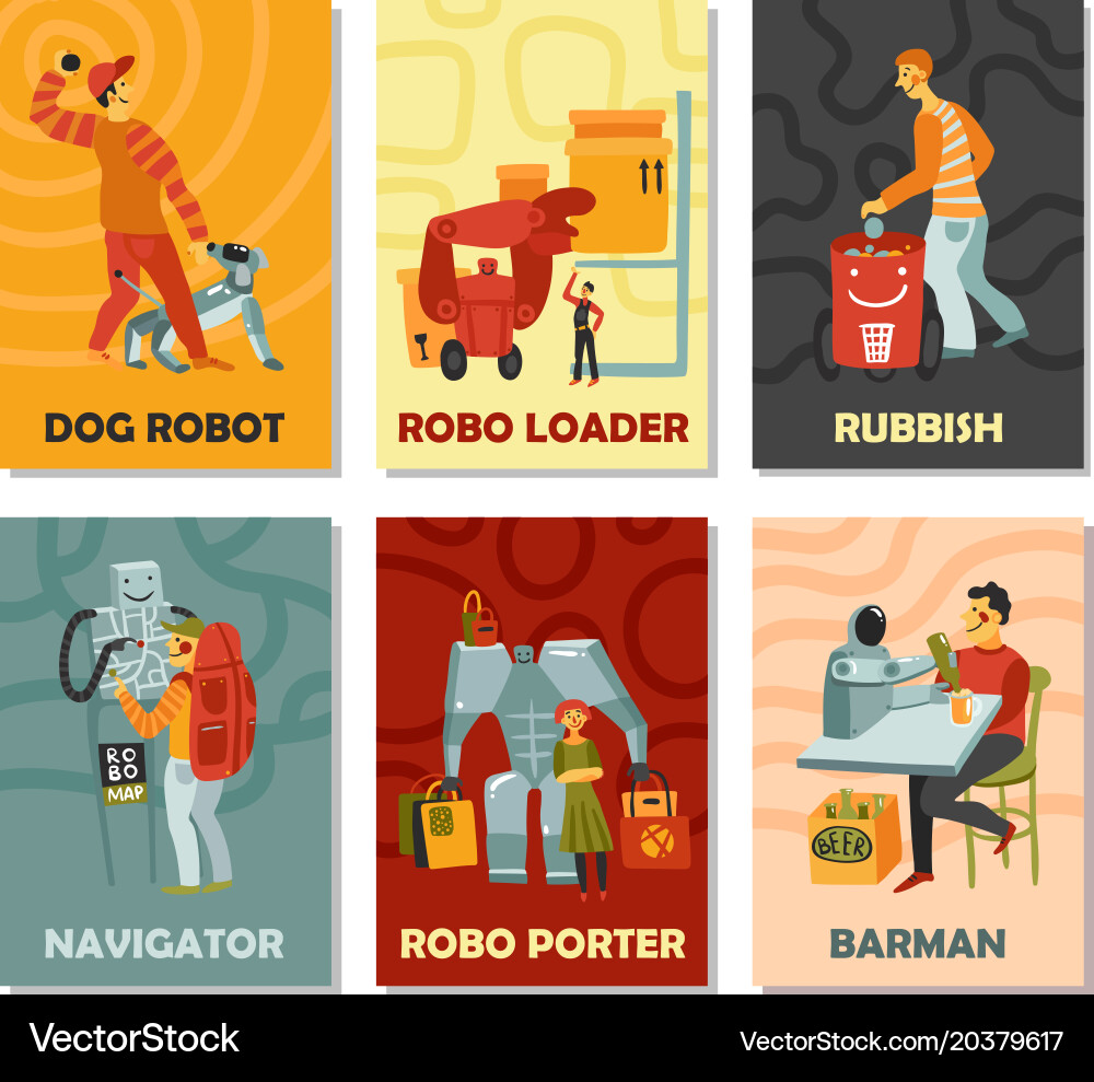 Robots Performing Tasks vector image