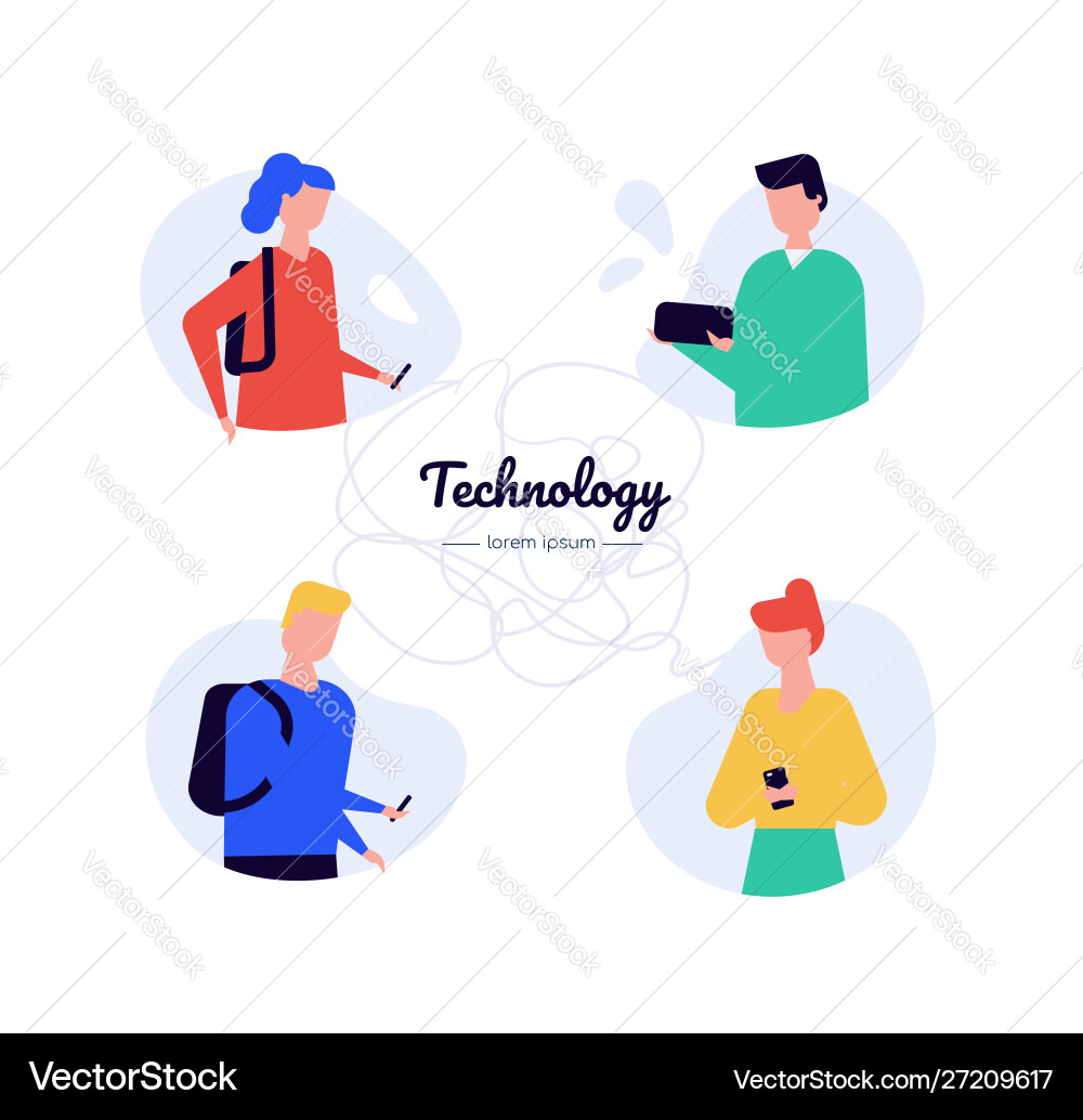 Technology - flat design style characters vector image