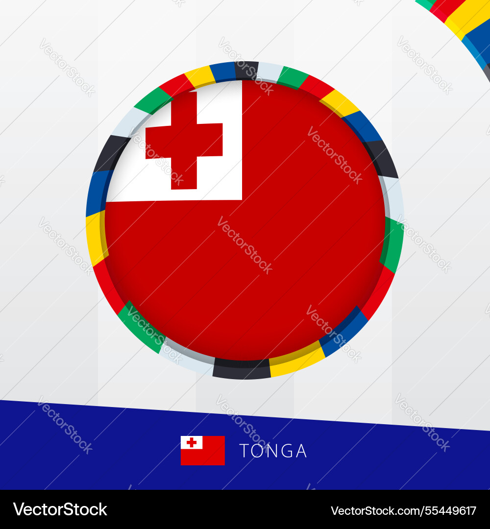Tonga flag with colorful circle border Tonga flag with colorful circle border Vector Image