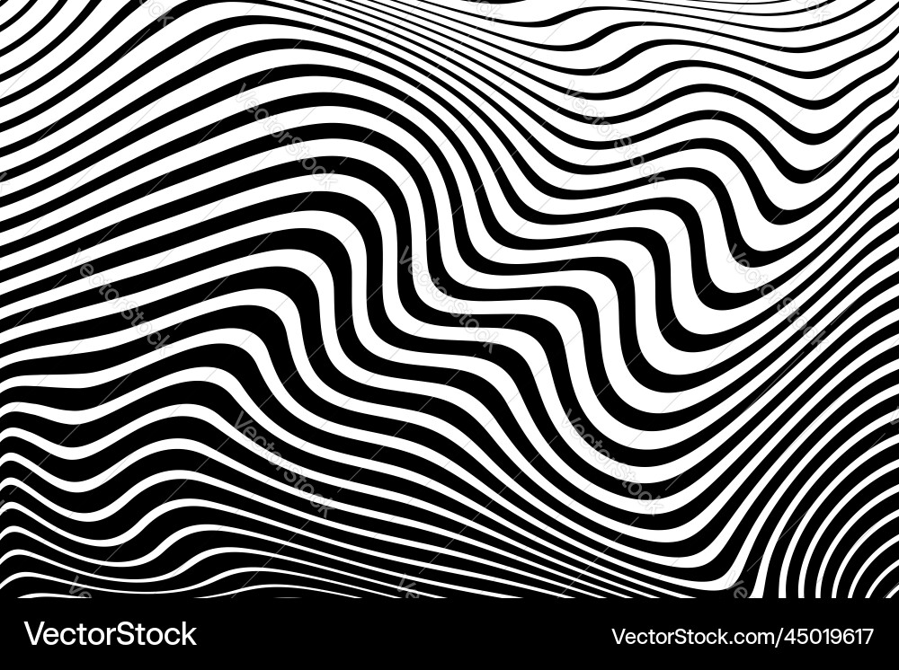 Wavy Lines Op Art Pattern Vector Image