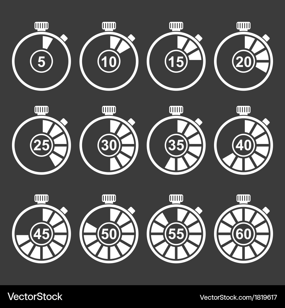White Timer Icons Set vector image