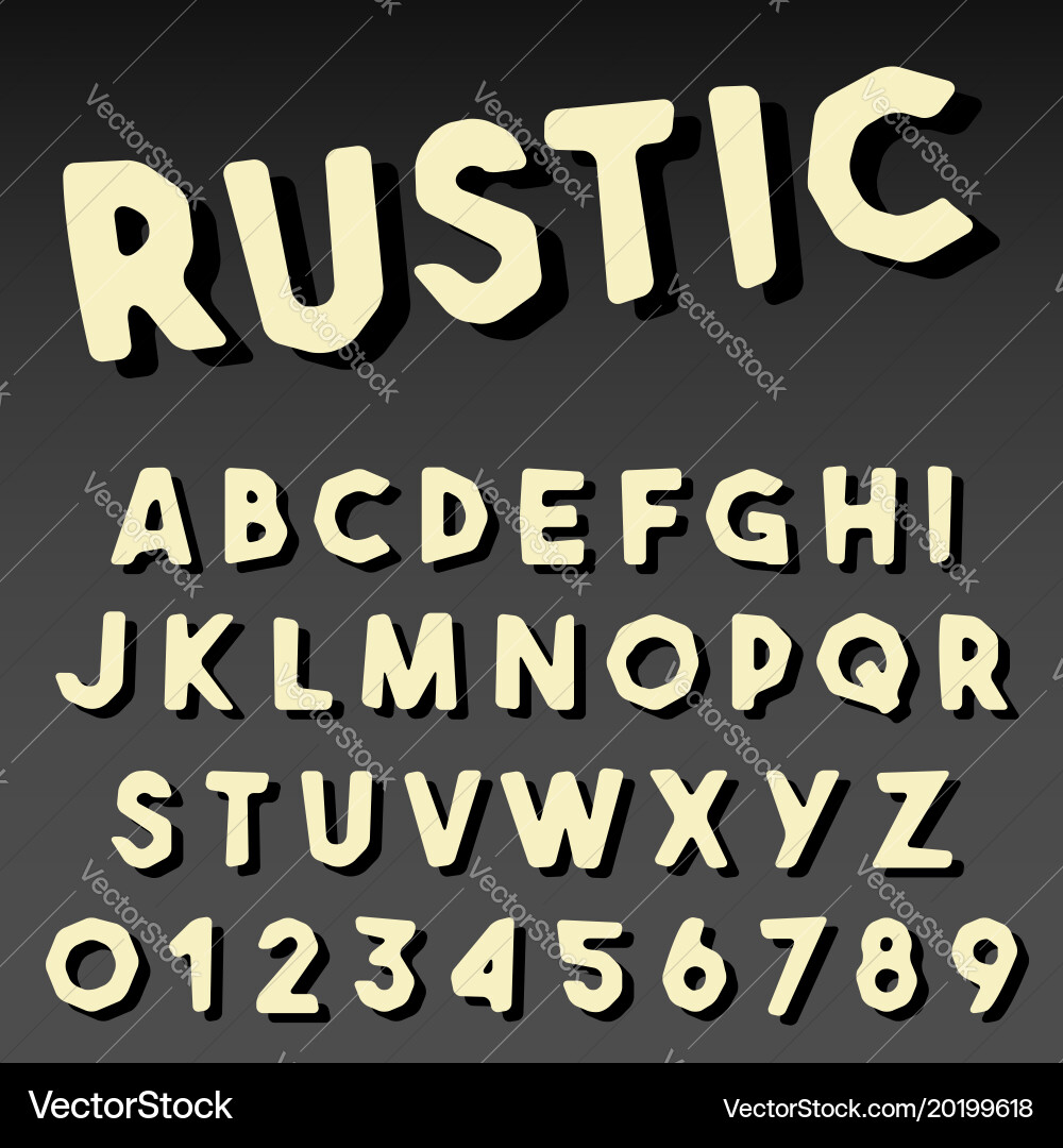 Alphabet font rustic design vector image