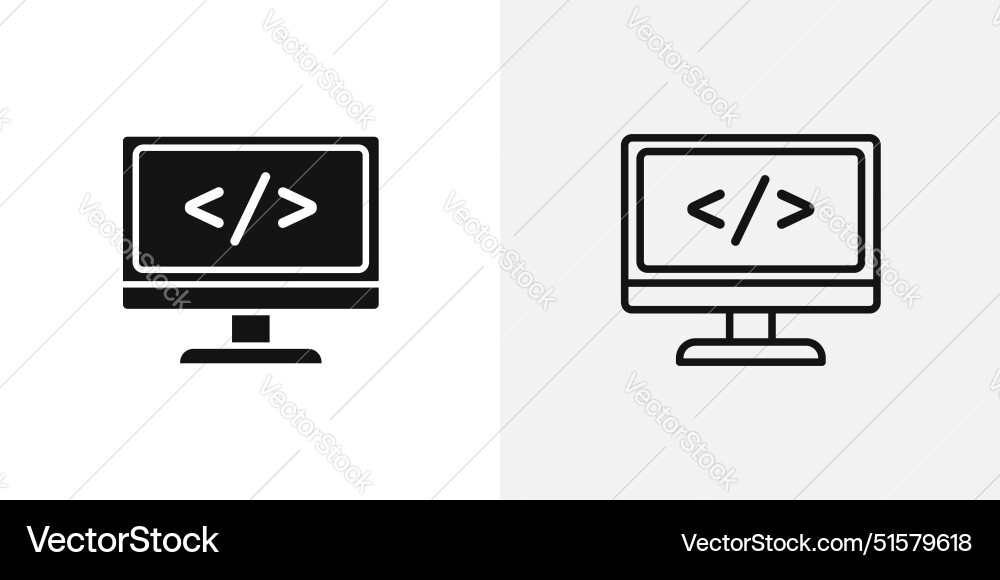 Display code icon set vector image