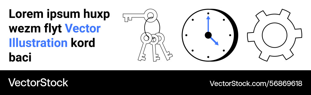 Keys clock with arrows and gear representing Keys clock with arrows and gear representing Vector Image
