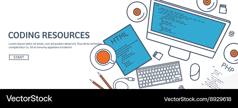 Lined programmingcoding outline flat computing Lined programmingcoding outline flat computing vector image