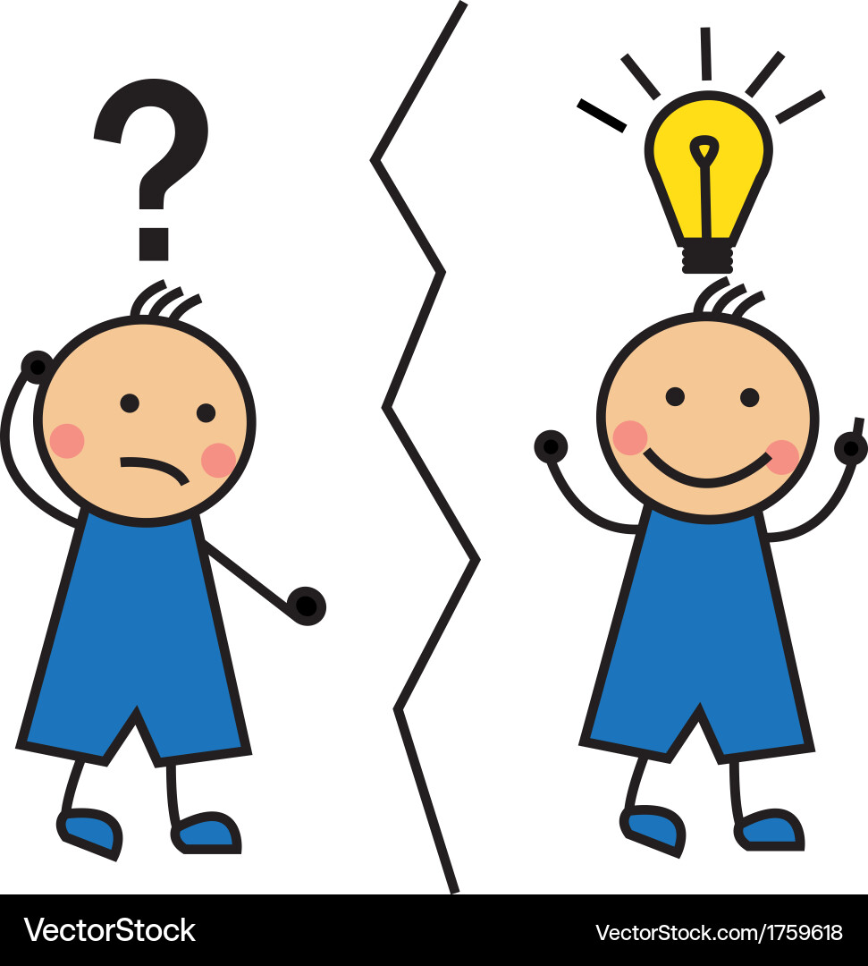 Man with Question Mark and Lightbulb - Idea Genera vector image