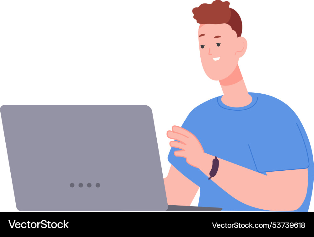 Man work at laptop using computer color icon Man work at laptop using computer color icon vector image