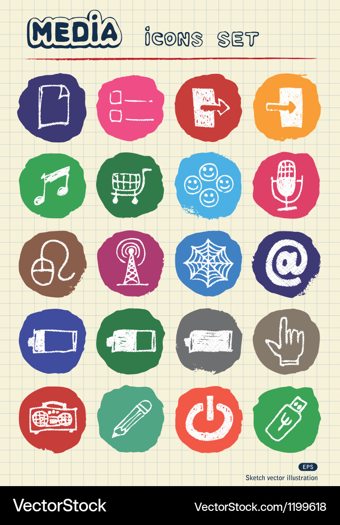 Media and communication web icons set vector image