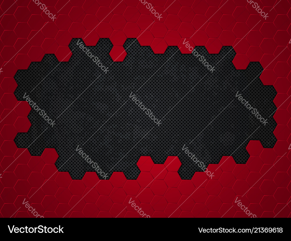 Red and Black Hexagon Pattern Background vector image