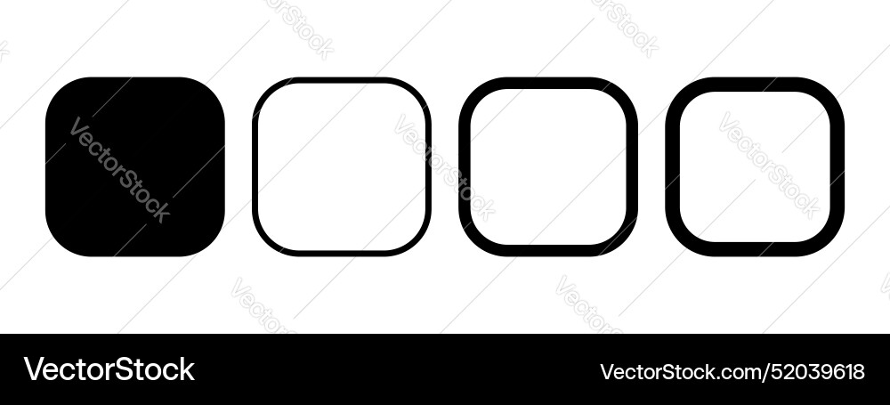 Set of squares with rounded corners cubes front vector image