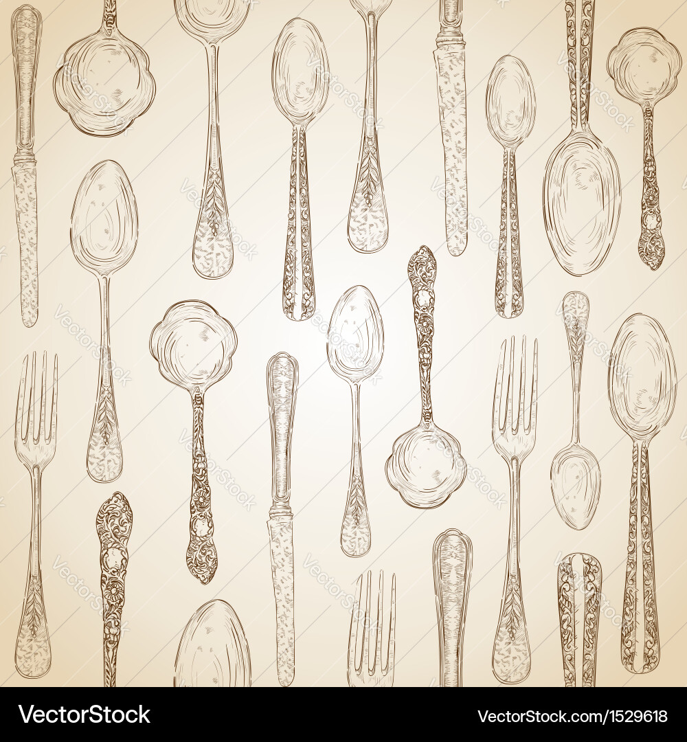 Silverware Pattern - Elegant Icons Vector Image
