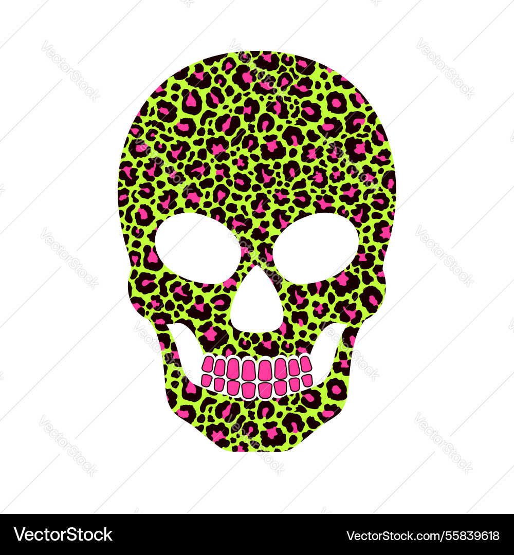 Skull silhouette with a leopard print pattern vector image