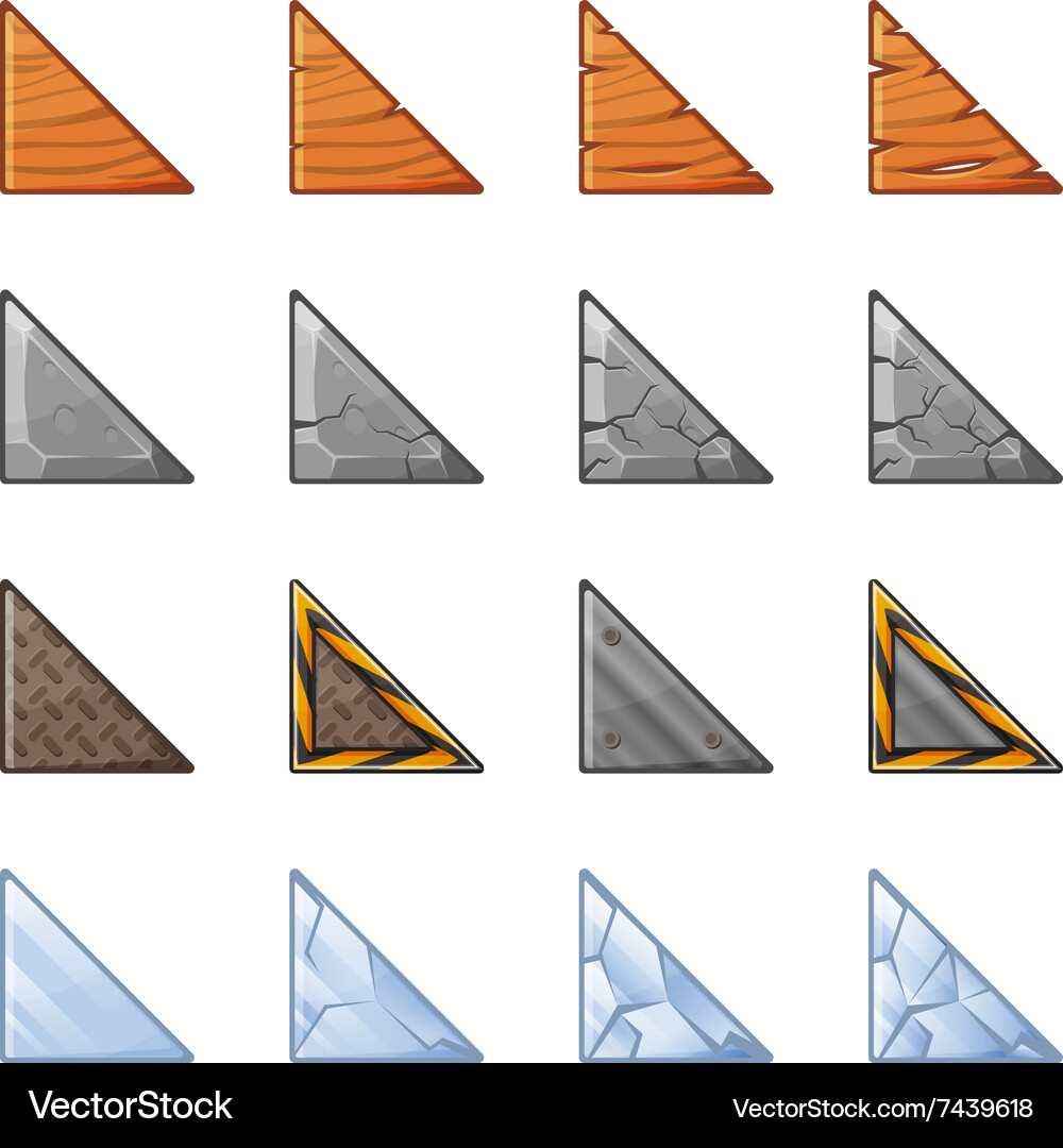 Triangular blocks for physics game 1 Vector Image