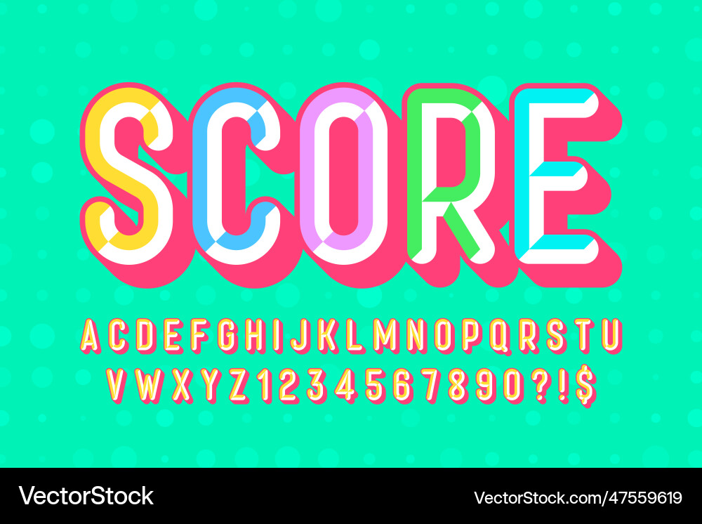 Chisel 3d comical design colorful alphabet Chisel 3d comical design colorful alphabet vector image