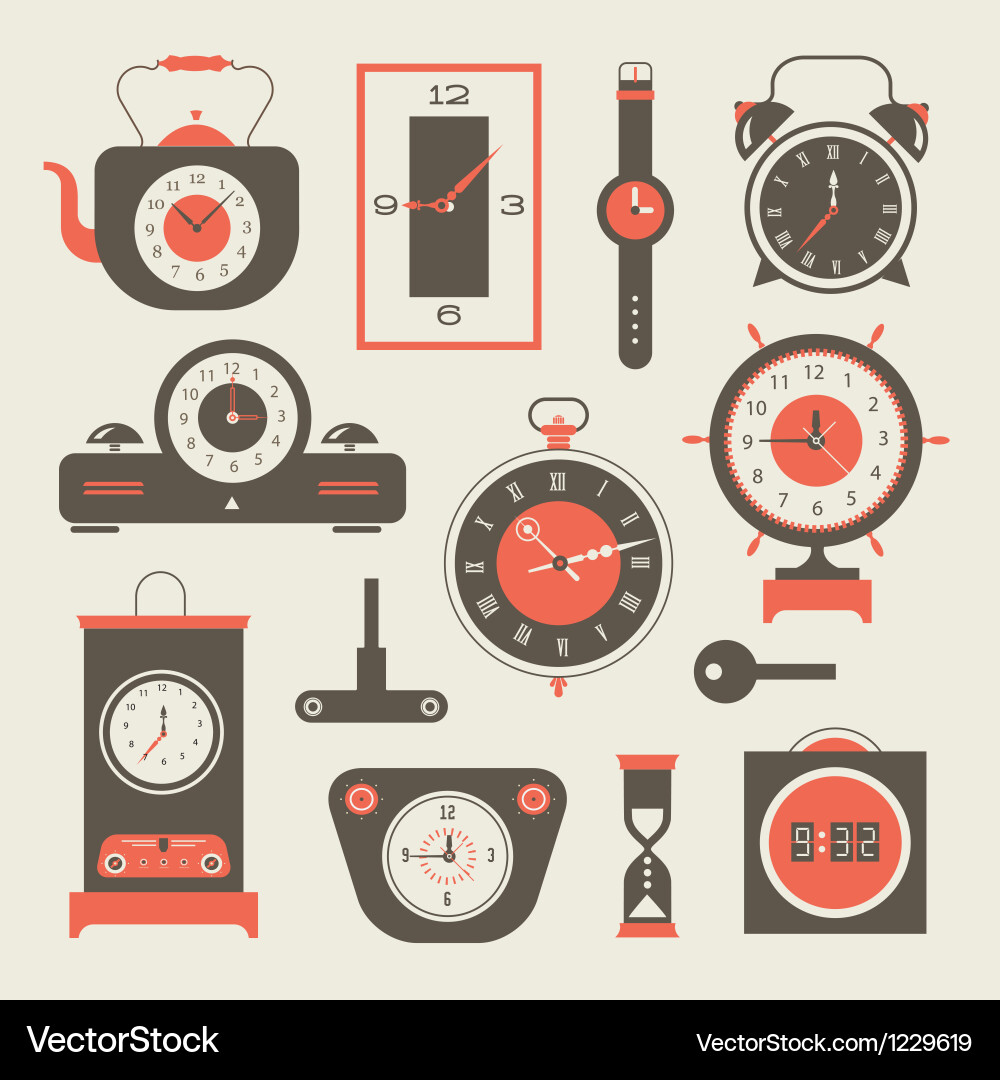 Clock set Royalty Free Vector Image - VectorStock