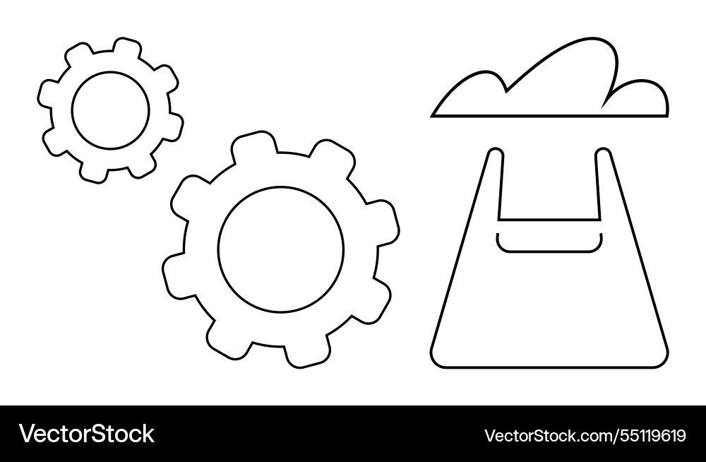 Gear mechanisms and cloud computing integration Gear mechanisms and cloud computing integration vector image