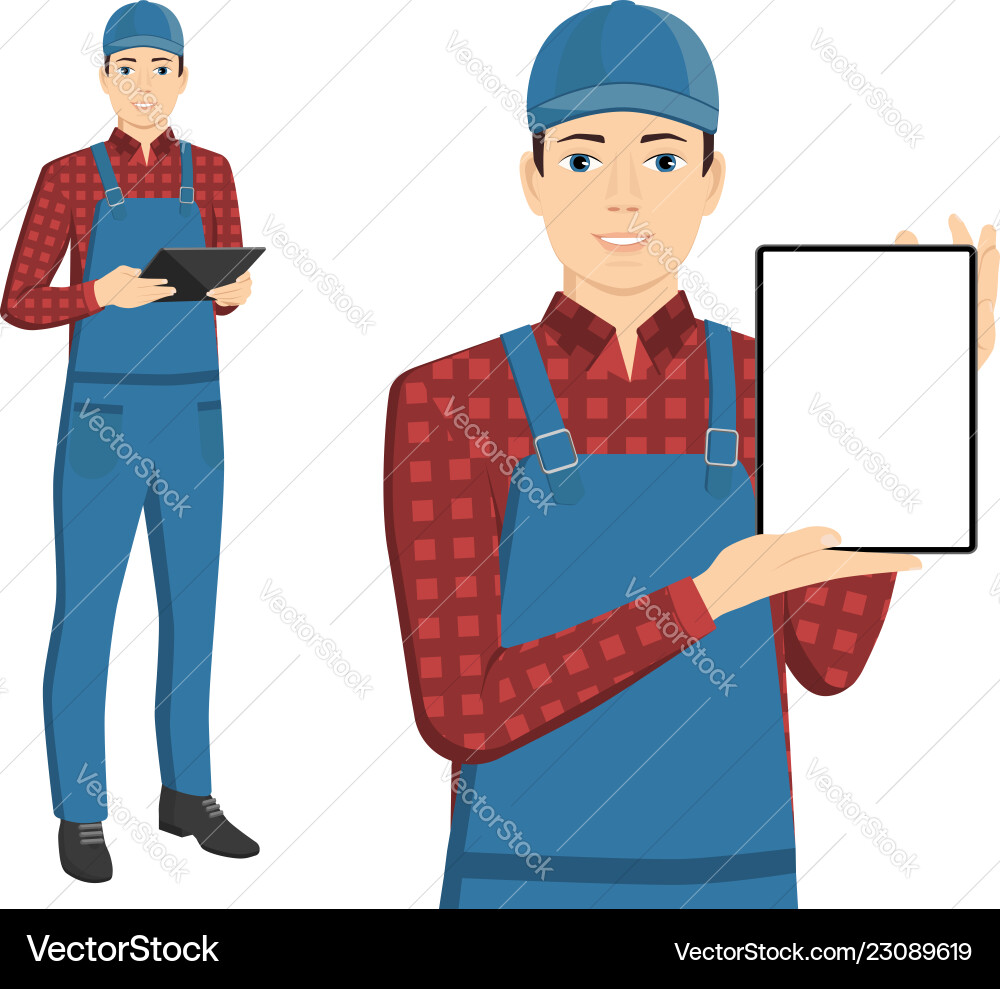 Man with a tablet computer Man with a tablet computer vector image