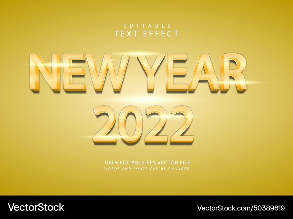 New year 2022 editable text effect 3 dimension Vector Image