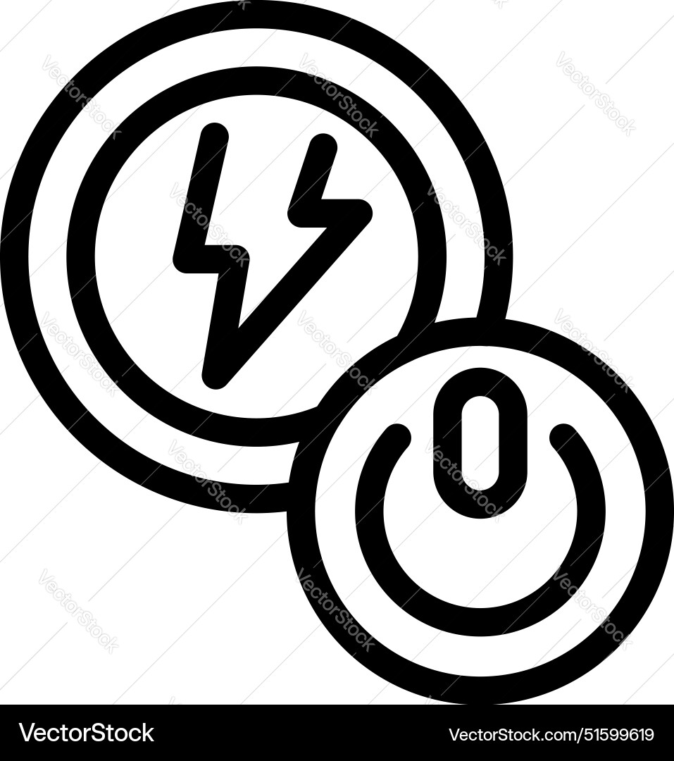 Power button icon showing lightning bolt Power button icon showing lightning bolt vector image