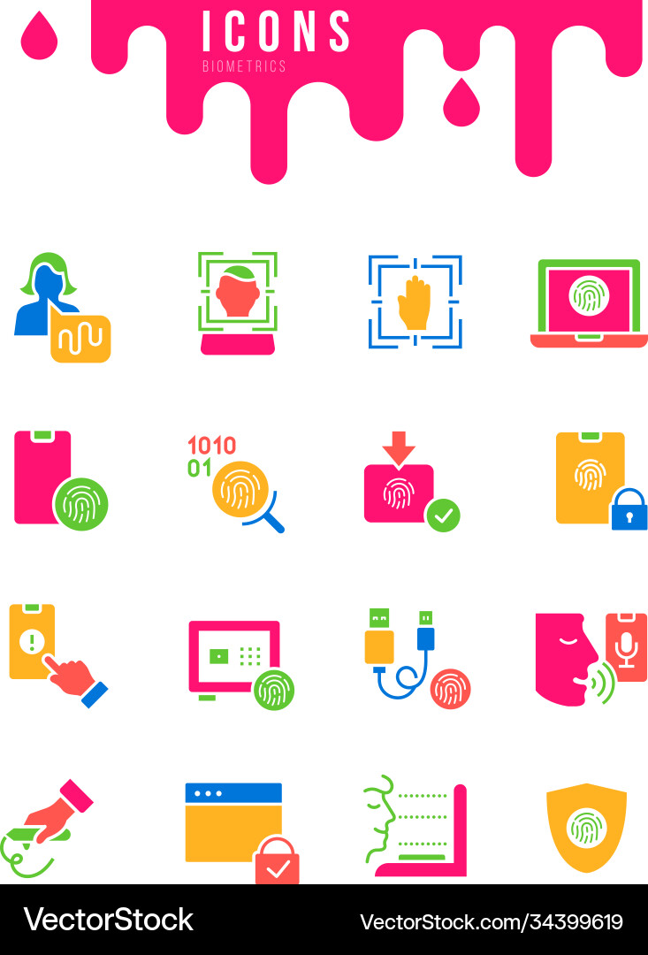 Set simple icons biometrics Set simple icons biometrics vector image