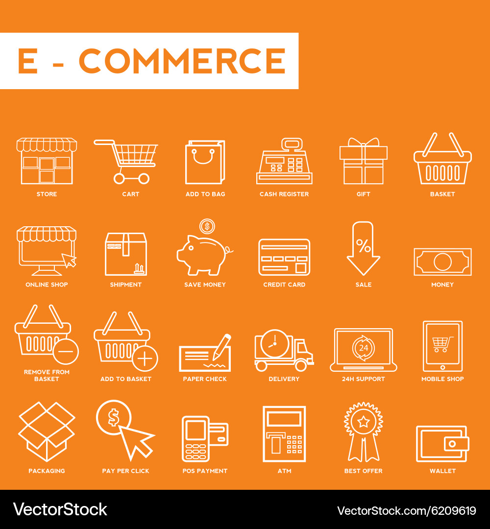 Set von dünnen Linien Web-Symbole für E-Commerce Vektorbild