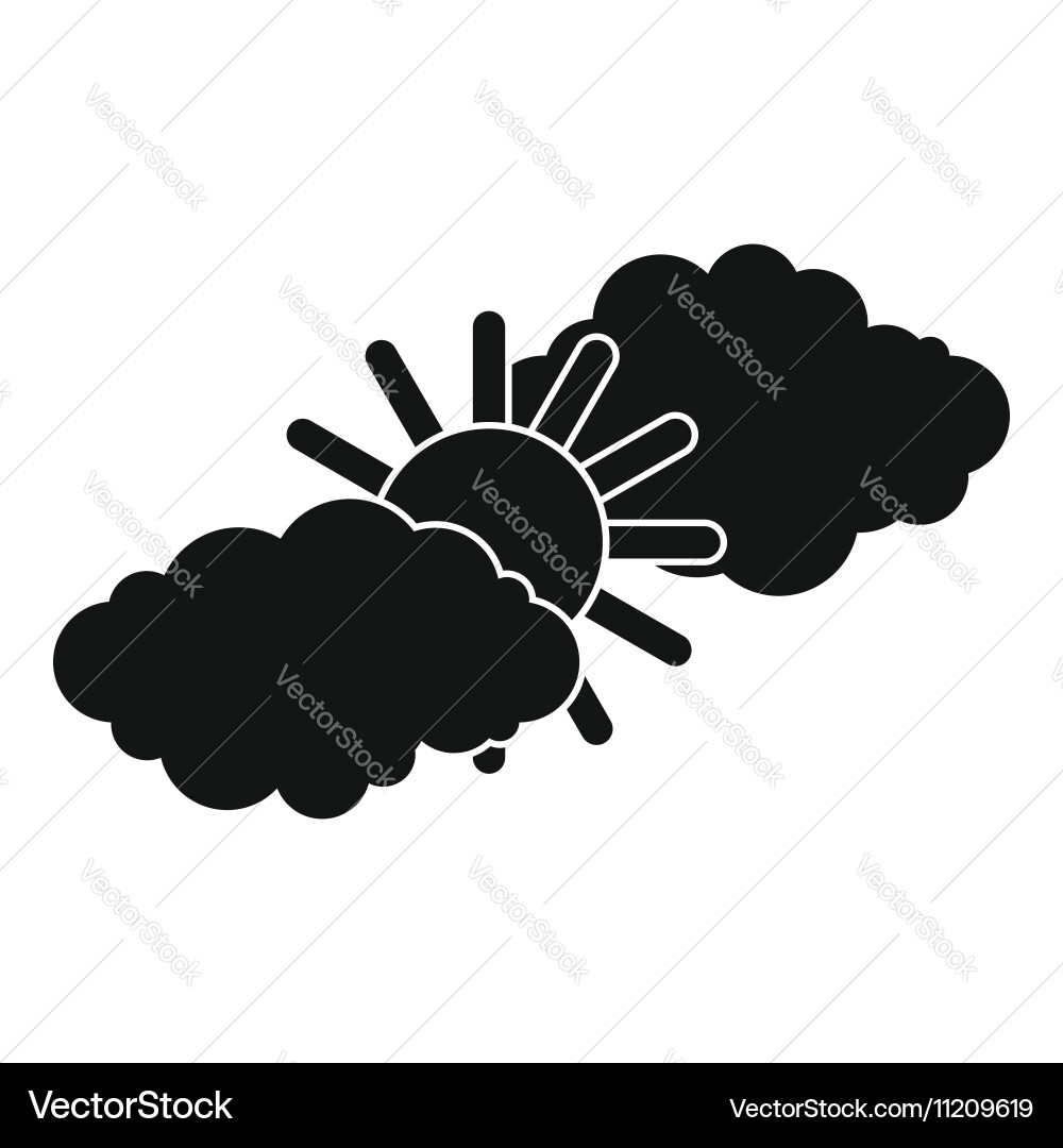 Sun and clouds icon simple style Vector Image