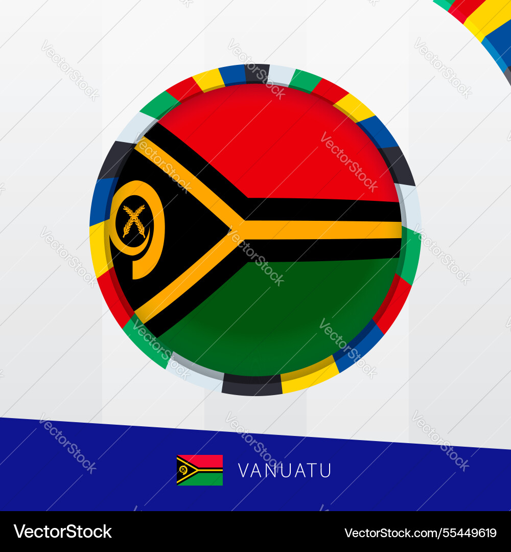 Vanuatu flag with colorful circle border Vanuatu flag with colorful circle border Vector Image