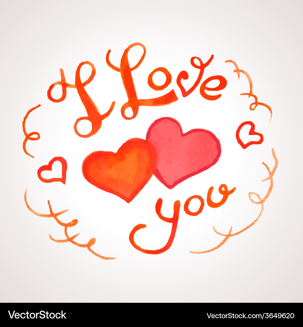Aquarell I Love You Lettering vektorbild