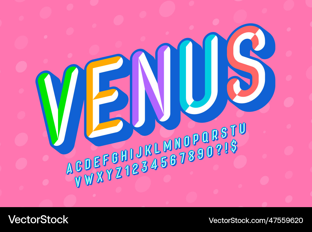 Chisel 3d comical design colorful alphabet Chisel 3d comical design colorful alphabet vector image