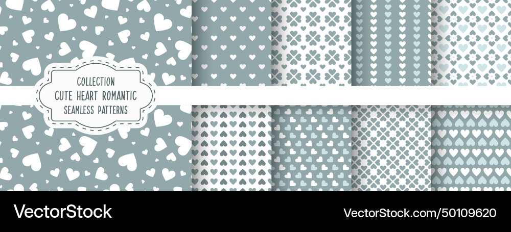 Collection of blue seamless elegant patterns Vector Image
