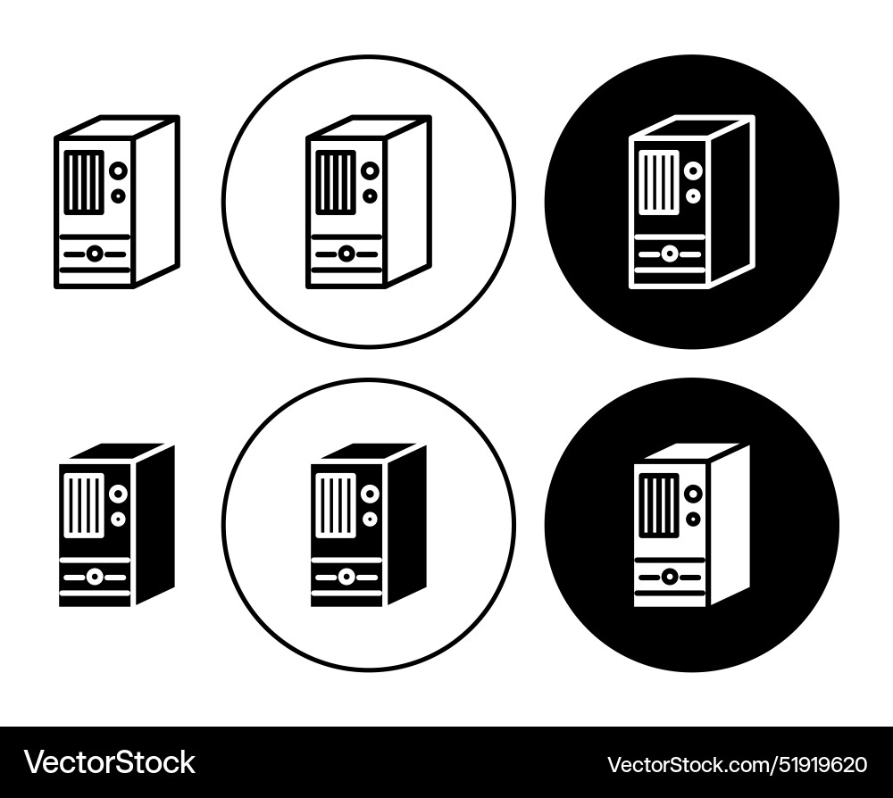 Computer case icon collection of outline thin Computer case icon collection of outline thin Vector Image