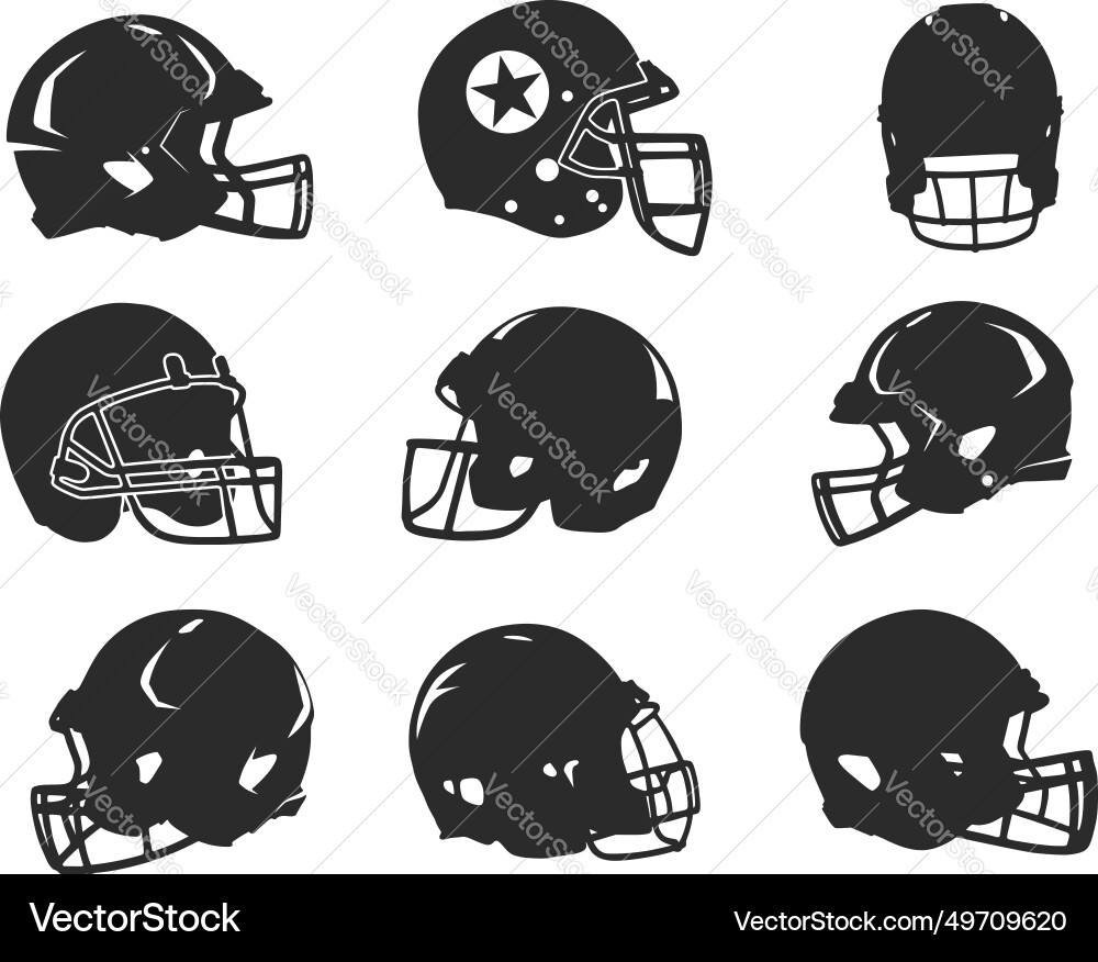 Football Helmet Silhouette – Royalty-Free Vector | VectorStock, image size:1000x876