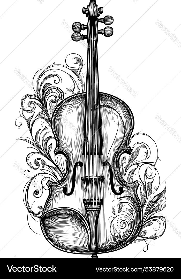 Hand drawn violin Hand drawn violin Vector Image
