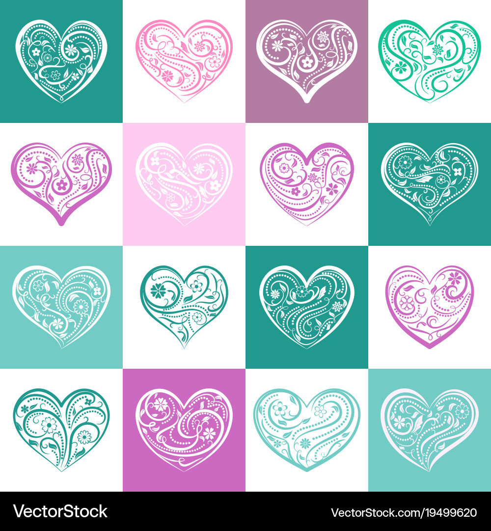 Heart Pattern Seamless Square Vector Image
