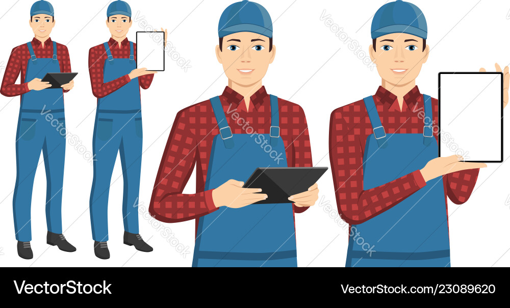 Man with a tablet computer vector image