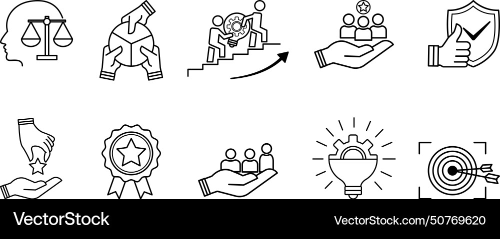 Set of core values icons commitment vector image