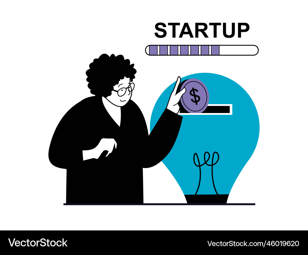 Startup-Konzept mit Charaktersituation Startup-Konzept mit Charaktersituation vektorbild
