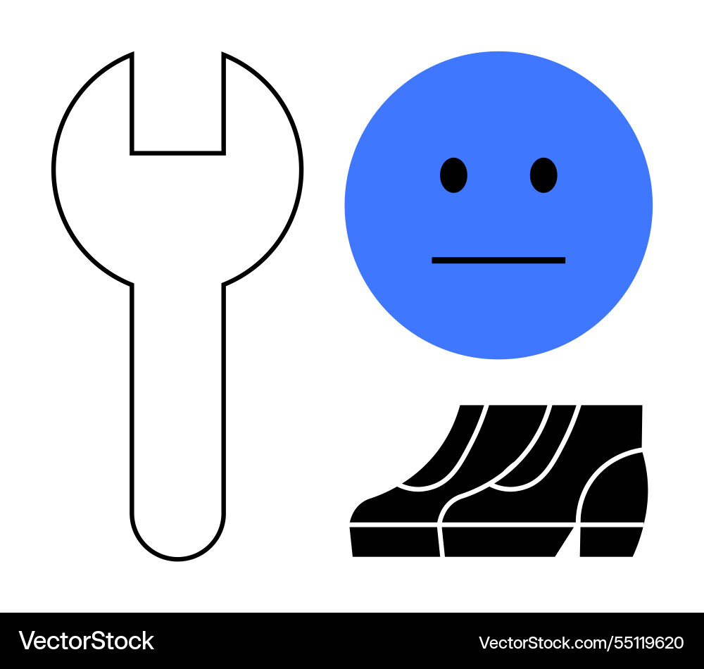 Tools emotion and footgear basics concepts Vector Image