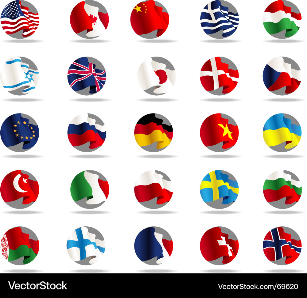 World Flag Icons Collection vector image